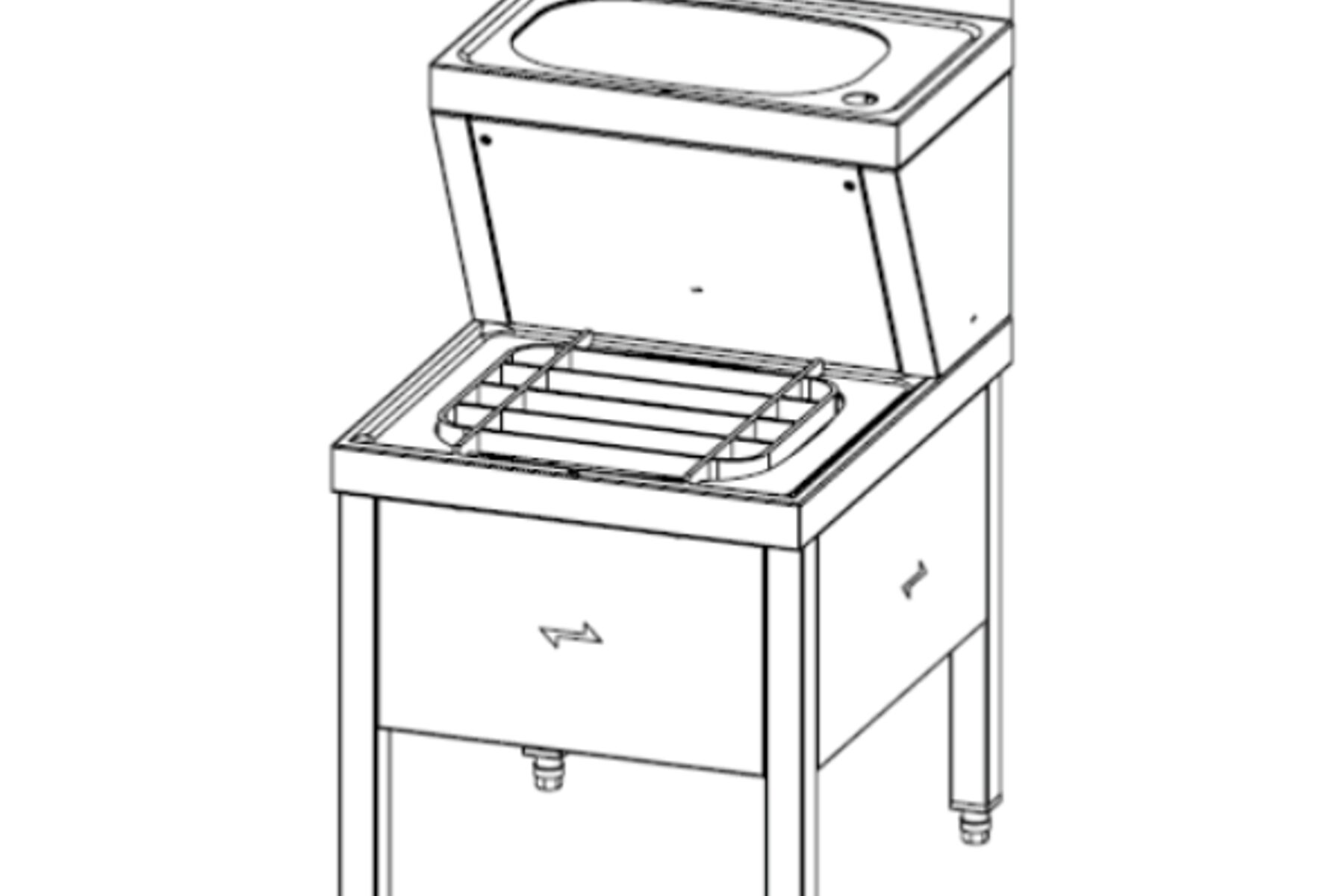 370060 Edelstahl Waschtisch-Standausguss-Kombination BT60