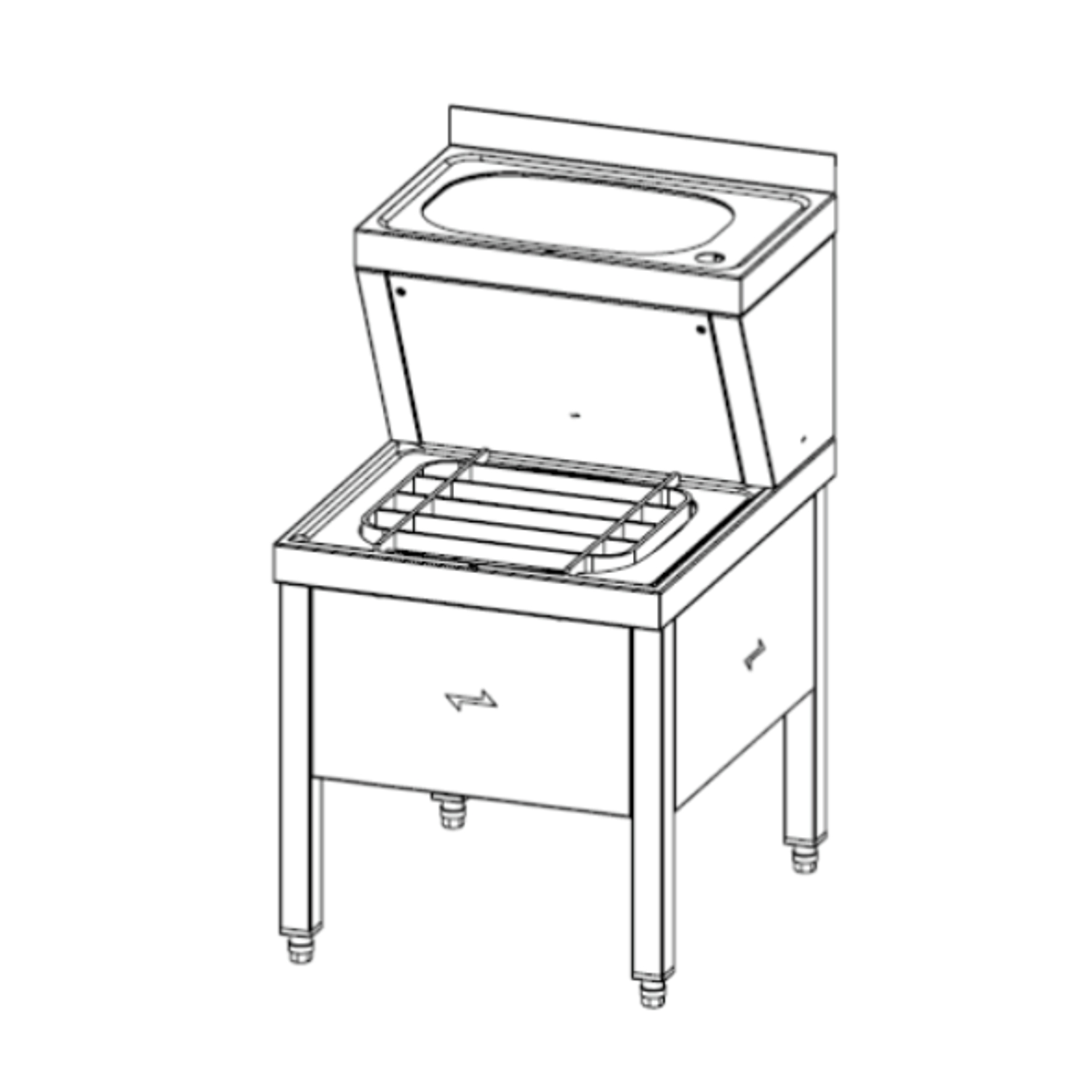 370060 Edelstahl Waschtisch-Standausguss-Kombination BT60