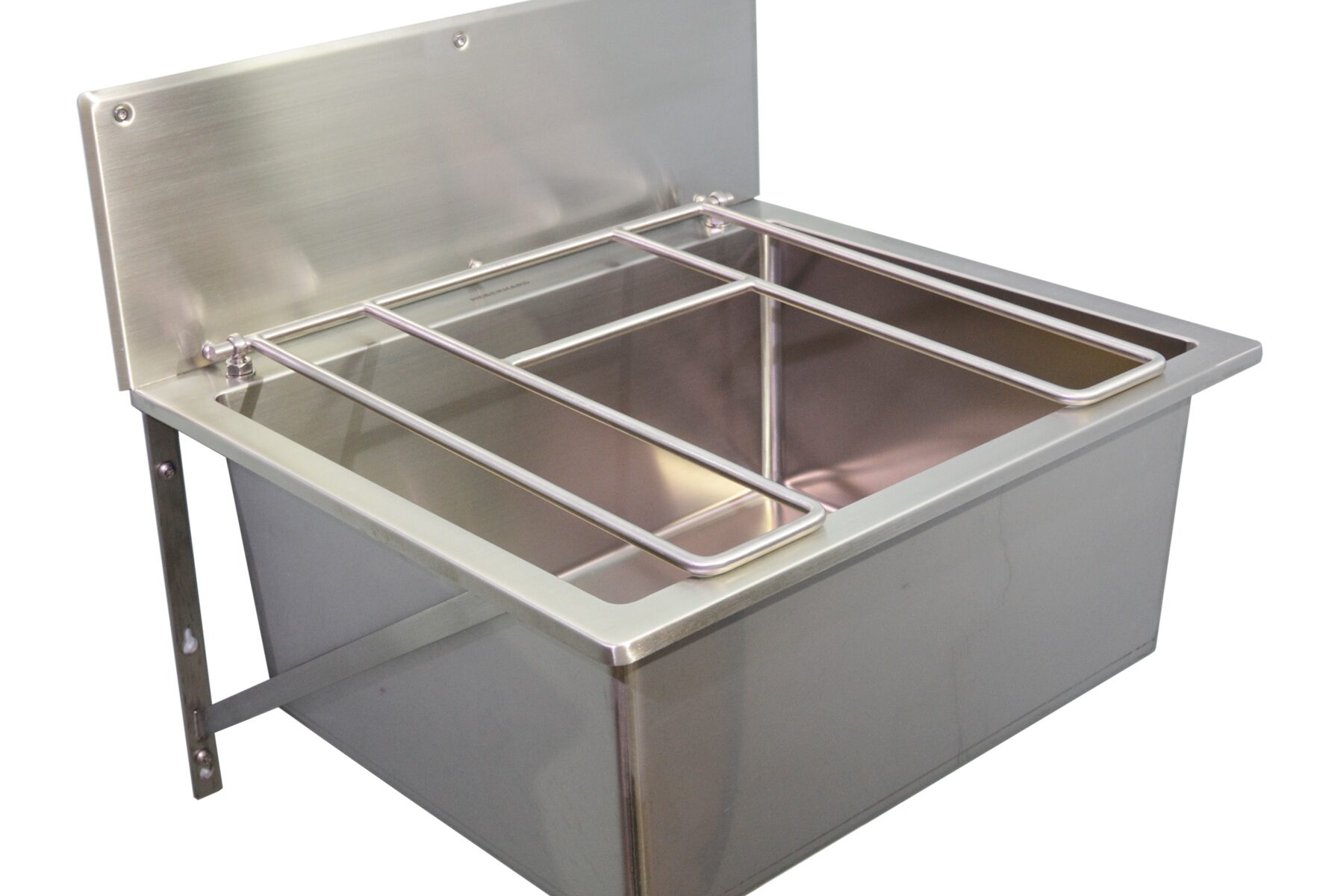 304100HKR Ausgussbecken Solid 560 mit 114 Sieb, nicht verschließbar und Ganz-Metall-Klapprost, Rückwand