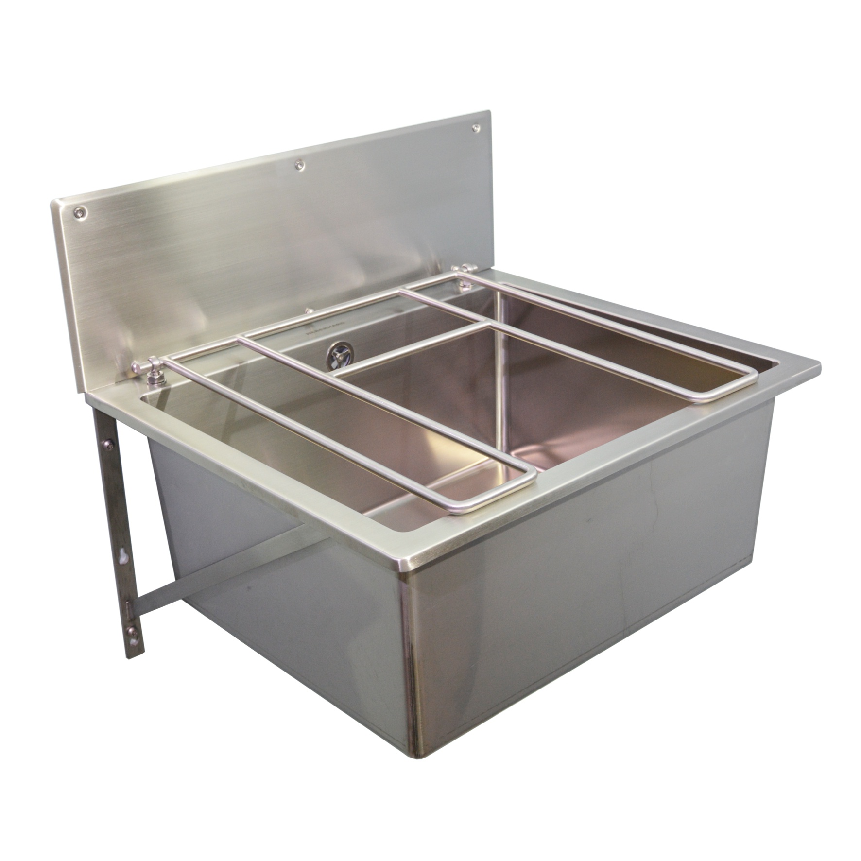 307100HKR Edelstahl Ausgussbecken mit Küchenventil, Klapprost, Rückwand